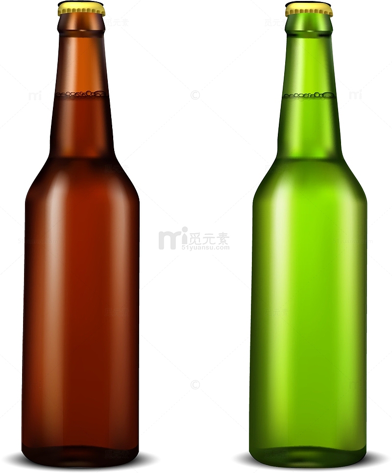 矢量手绘两个啤酒瓶