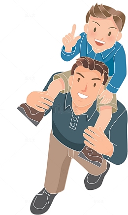 手绘装饰插图父亲节插画爸爸与男