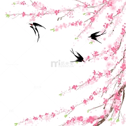 手绘装饰春暖花开插画素材