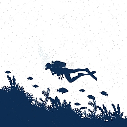 海底潜水人物剪影矢量图