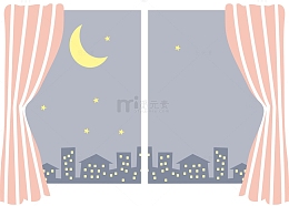 窗户夜晚窗帘装饰