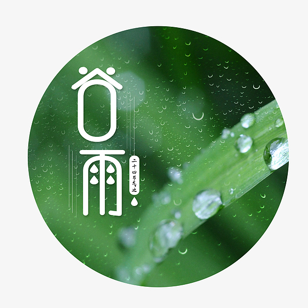 创意谷雨艺术字节日圆形