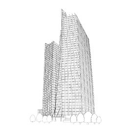 手绘楼房简笔画线稿