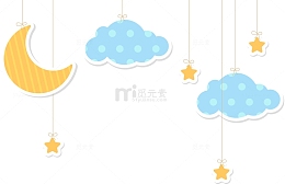 矢量装饰云朵月亮星星挂饰