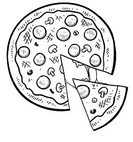 简约风格披萨简笔画食物