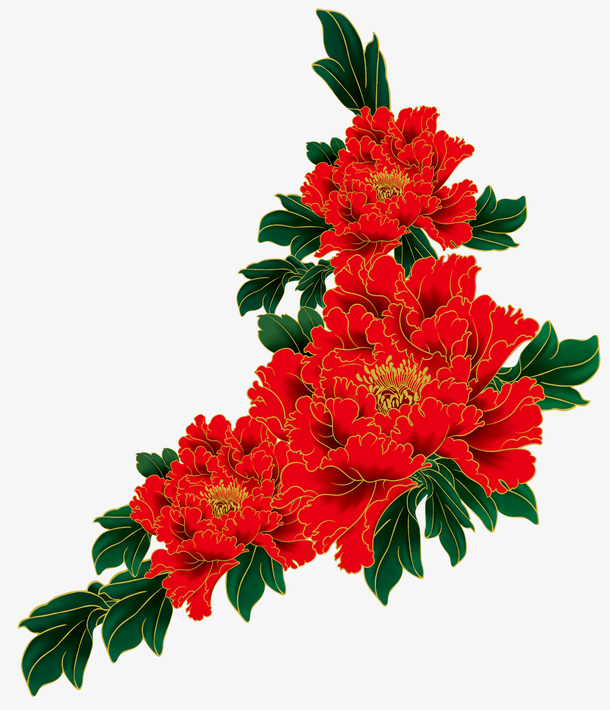 红色牡丹装饰图案