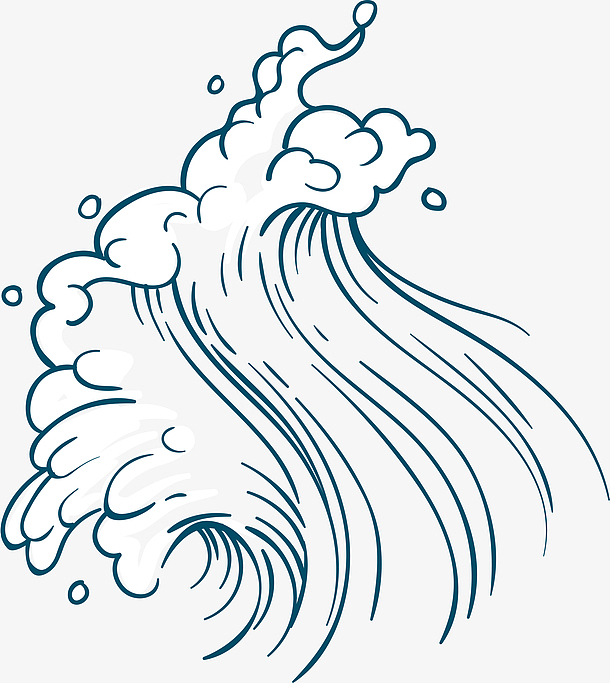 手绘水纹浪花设计图