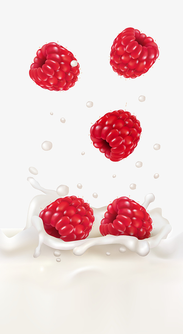 红色树莓牛奶矢量图