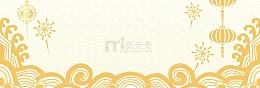金色中国风祥云底纹免抠