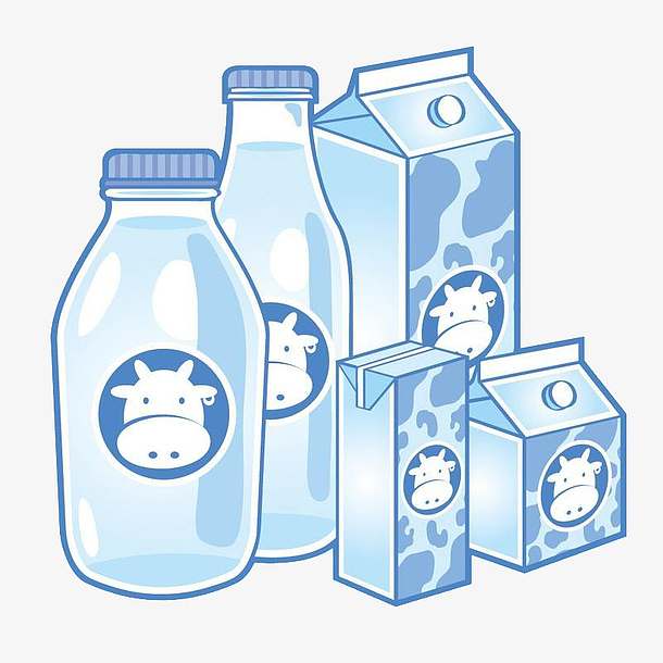 不同类型牛奶盒子手绘