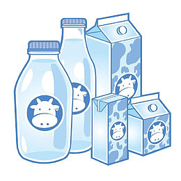 不同类型牛奶盒子手绘