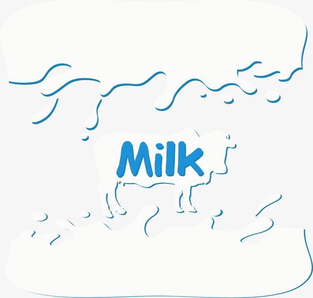 白色牛奶绘制奶牛图标矢量图