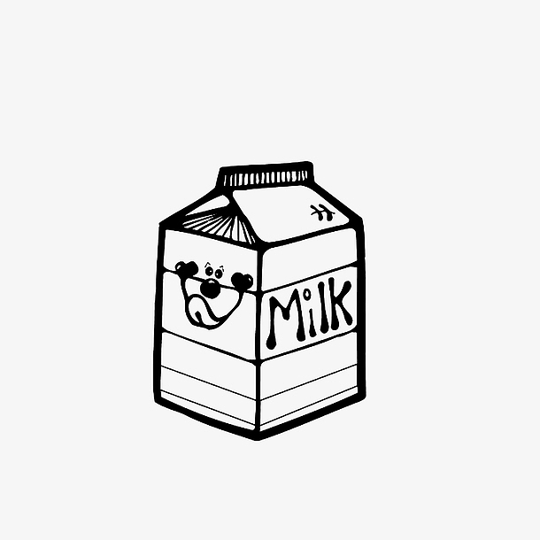 简笔手绘一盒牛奶素材