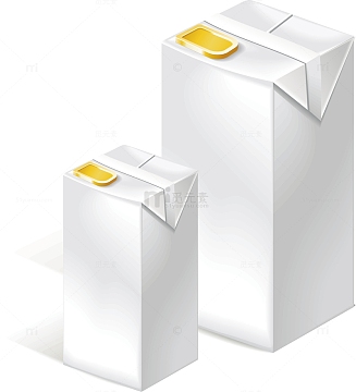 矢量素色牛奶盒上开口包装样机