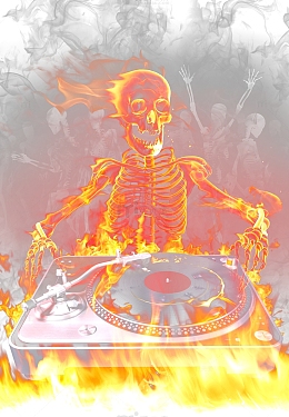 DJ演奏的火焰骷髅