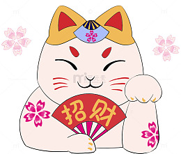 卡通手绘可爱招财猫插画素材