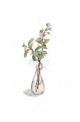 手绘玻璃花瓶瓶和花