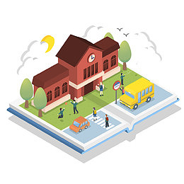 卡通学校建筑矢量图