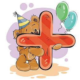 矢量卡通小熊加号