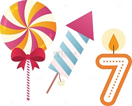 棒棒糖蜡烛数字7卡通蛋糕生日素