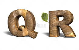 创意卡通装饰英文字母棕色字母QR