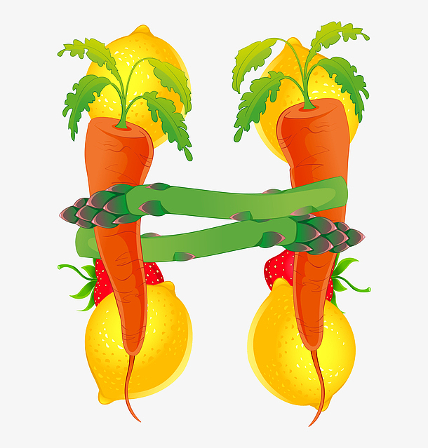 创意卡通装饰英文水果蔬菜艺术字