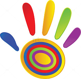 手绘彩色五指手掌