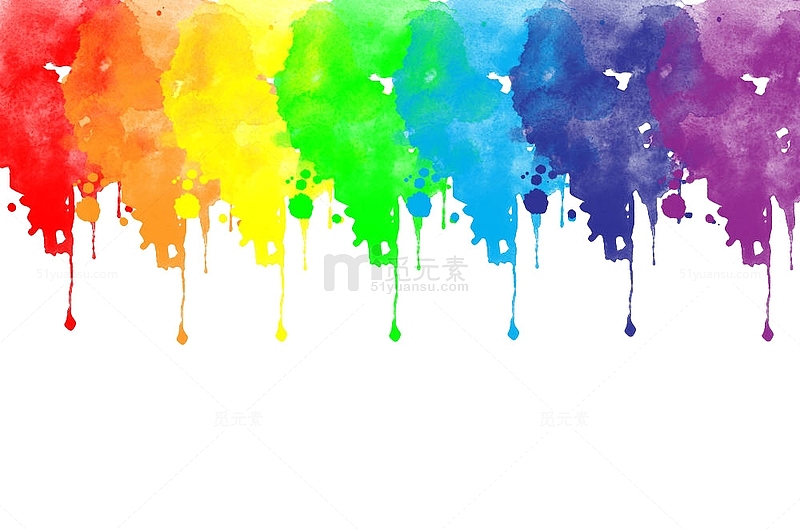 手绘水彩彩虹色