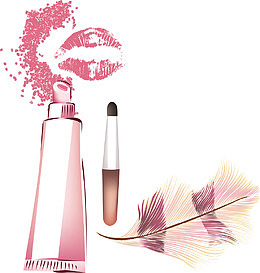 手绘唯美矢量水彩美妆彩妆素材