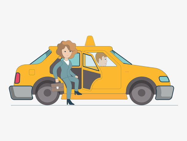 水彩卡通轿车司机