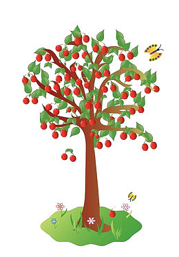卡通手绘樱桃树