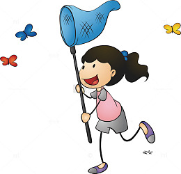 开春春游捕捉蝴蝶的人