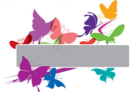 艳丽彩蝶花卉人名条矢量