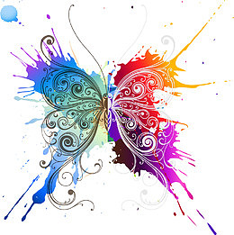 酷炫彩色蝴蝶花纹底纹