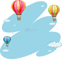 彩色热气球蓝色笔刷