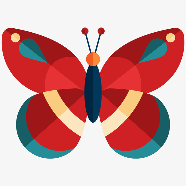 卡通红色蝴蝶简笔画