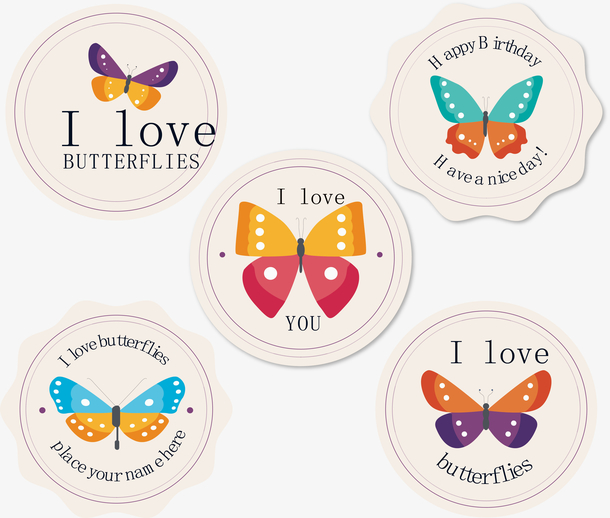 卡通蝴蝶标签设计