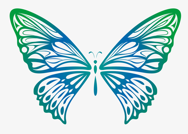 渐变水彩绘蝴蝶矢量