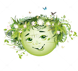 绿色可爱球体花环免抠