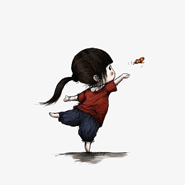 追赶蝴蝶的小女孩