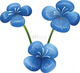 手绘水彩植物蓝色蝴蝶兰矢量素材