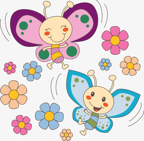卡通蝴蝶花朵