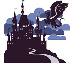 空中的恶龙和城堡