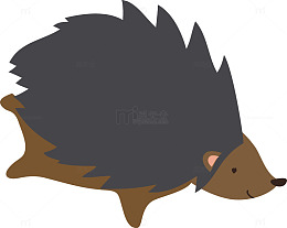 手绘卡通森林动物小刺猬插画