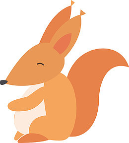 手绘卡通森林动物小松鼠插画