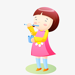卡通吹泡泡的女孩人物设计