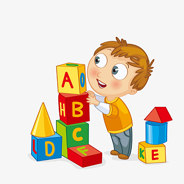 卡通玩积木的儿童设计