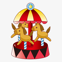 卡通游乐场旋转木马插画
