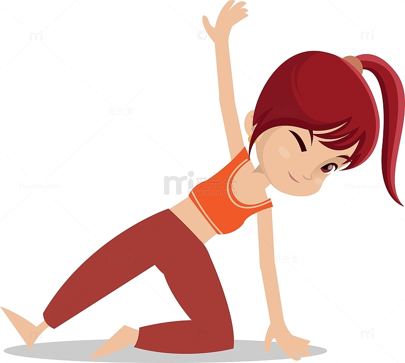卡通做瑜伽健身的女孩