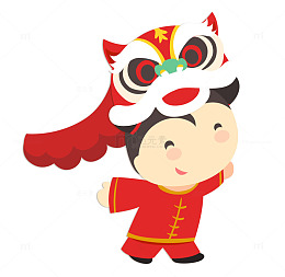 儿童中国风中国娃舞狮